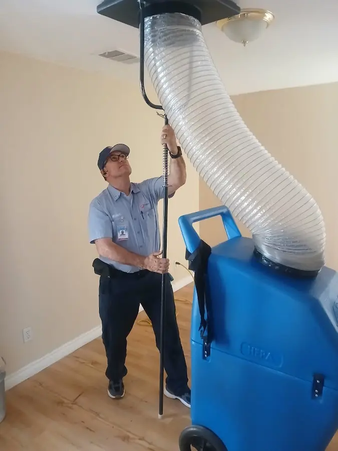 Mini Split Installation technician using HEPA equipment in East Los Angeles
